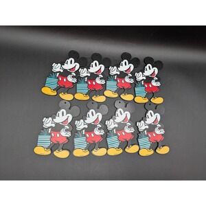 Walt Disney Company Mickey Mouse Flat Wood Ornaments 3-D Accents Christmas 5.5"
